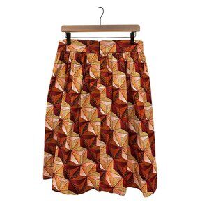 Trove Size 12 Geometric Print Skirt Red & Orange 100% Cotton Dutch Wax Coating